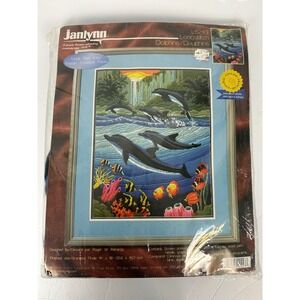 NEW Janlynn Longstitch Kit Dolphins Fish Ocean Nautical Waterfall Mountain Trees